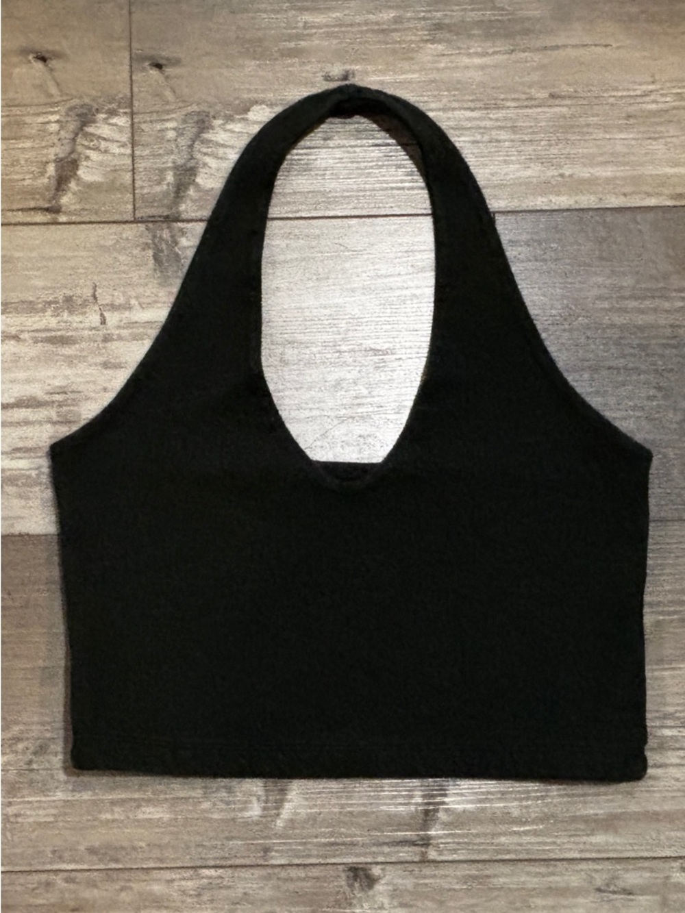 Brandy Melville Olive Green Halter Crop Top | Stretch Knit Fitted Tank One Size